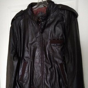 Members Only Vintage Genuine Brown Leather Bomber Jacket